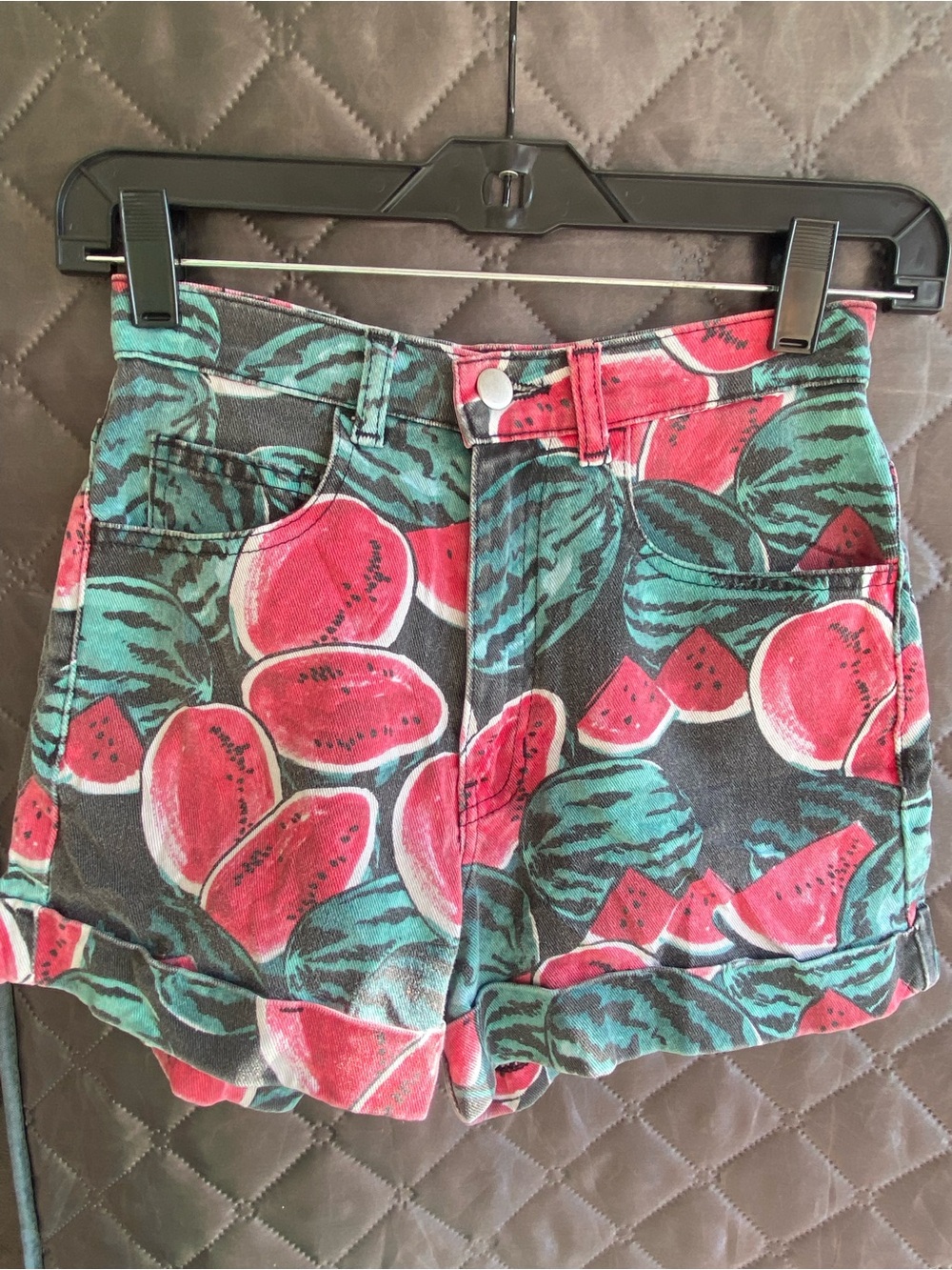 Vintage American Apparel Watermelon Print Denim High-Waist Shorts 26